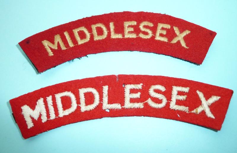 The Middlesex Regiment Woven Felt Cloth Shoulder Titles  - 2 Patterns