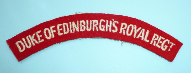 Duke of Edinburgh's Royal Regiment (Berkshire and Wiltshire) Woven White on Red Flelt Cloth Shoulder TItle