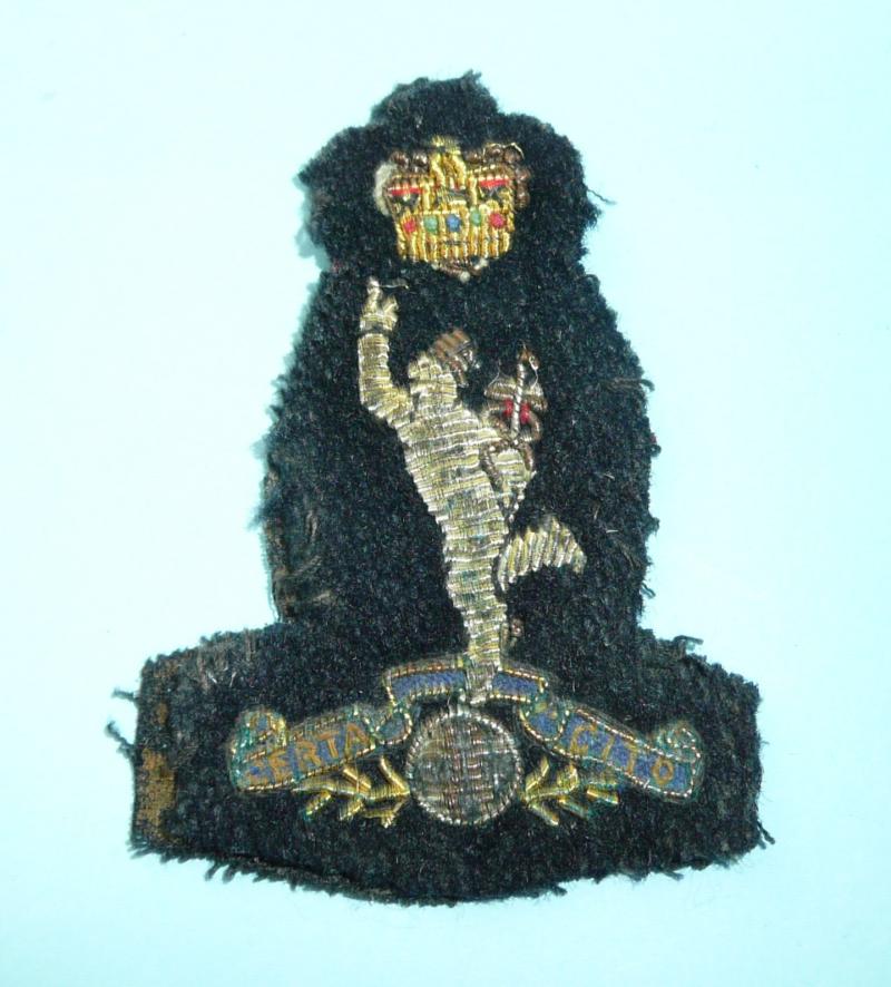 Royal Corps of Signals Officer's Bullion Wire Beret Cap Badge, Dark Blue Felt Backing