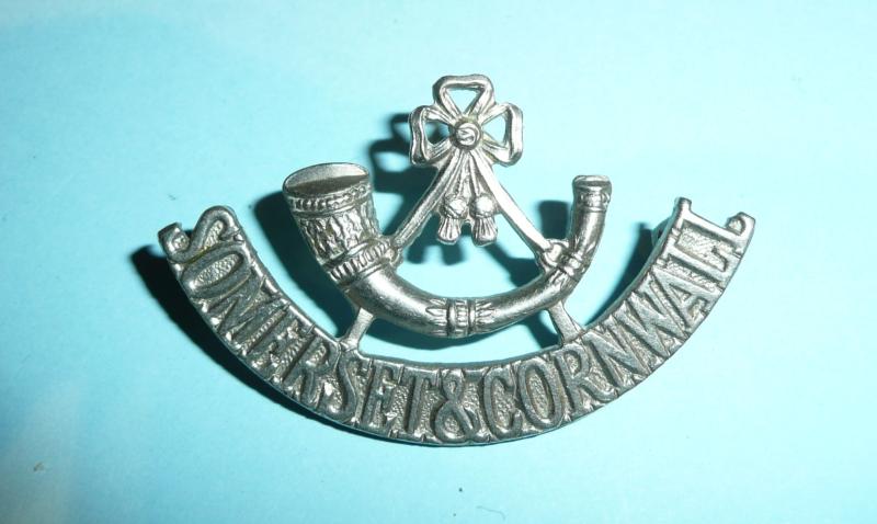 Somerset & Cornwall Light Infantry (SCLI) White Metal Shoulder Title