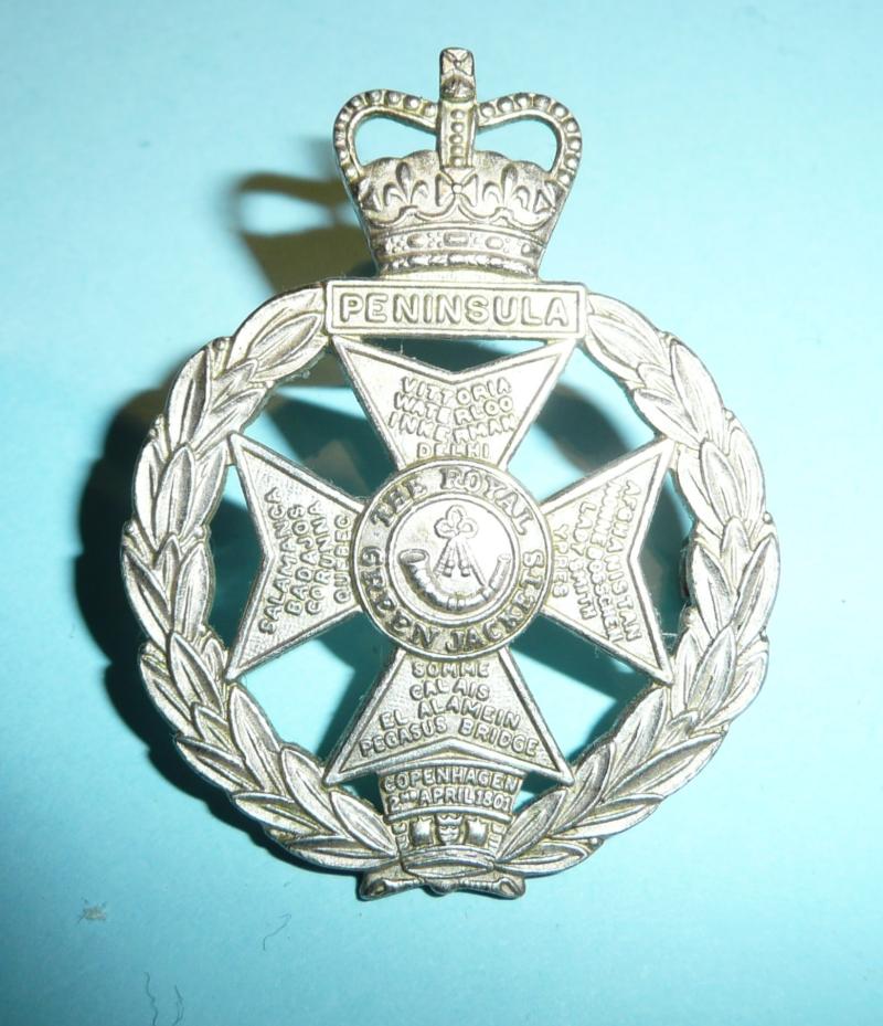 The Royal Green Jackets Officer's Silver Plated Cap Badge, QEII Issue
