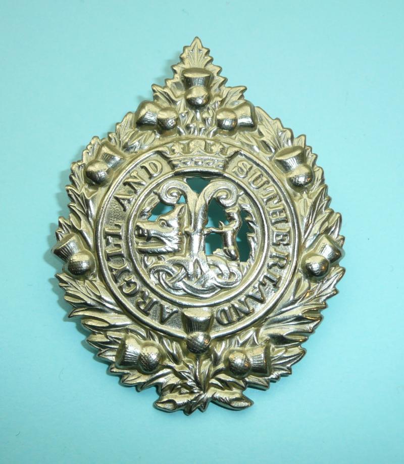 Argyll & Sutherland Highlanders (AS&H) White Metal Glengarry Cap Badge