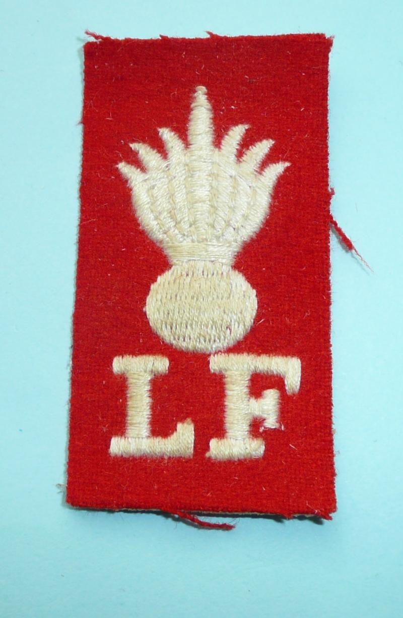Lancashire Fusiliers Other Ranks Woven White on Red Felt Cloth Beret Badge