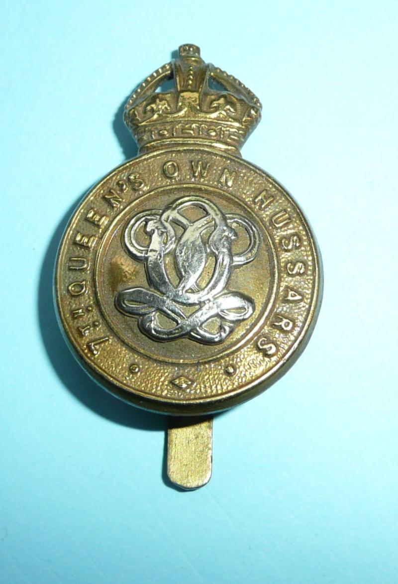 WW1 / WW2 - 7th Queens Own Hussars Other RanksBi-Metal Cap Badge, King's Crown