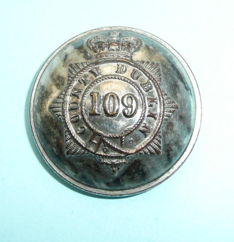 Irish Militia - 109th (County Dublin) Militia Officer's Silver Plated Large Pattern Coatee Button