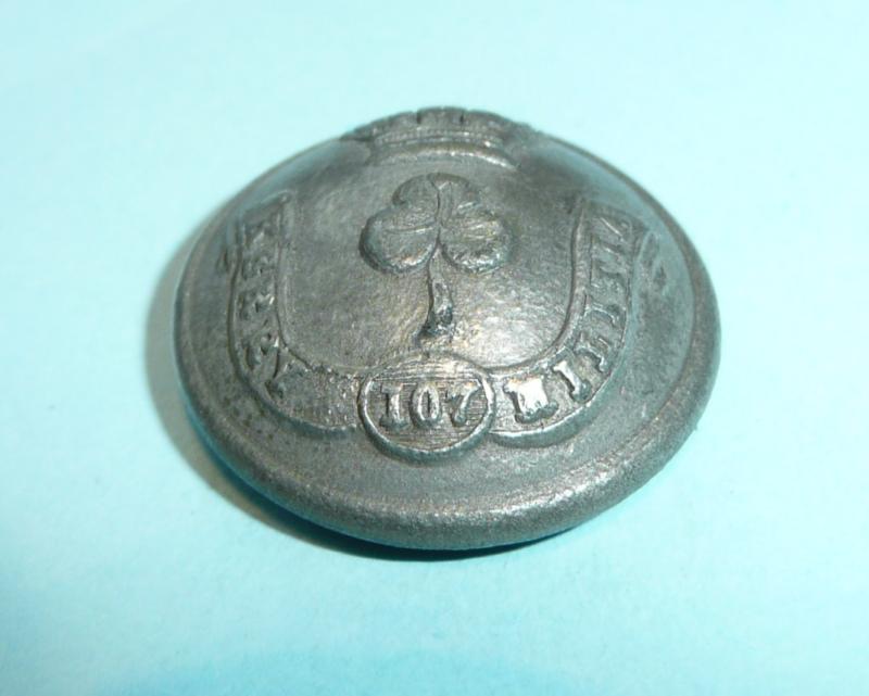 Irish Militia - 107th Kerry Militia Other Ranks Large Pattern Pewter White Metal Tunic Button