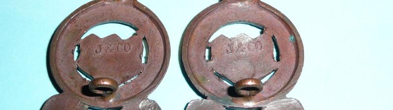 Northumberland Hussars Officers OSD Bronzed Matching Collar Badges, King's Crown - Jennens