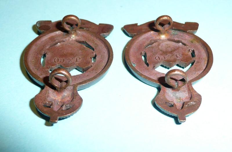 Northumberland Hussars Officers OSD Bronzed Matching Collar Badges, King's Crown - Jennens