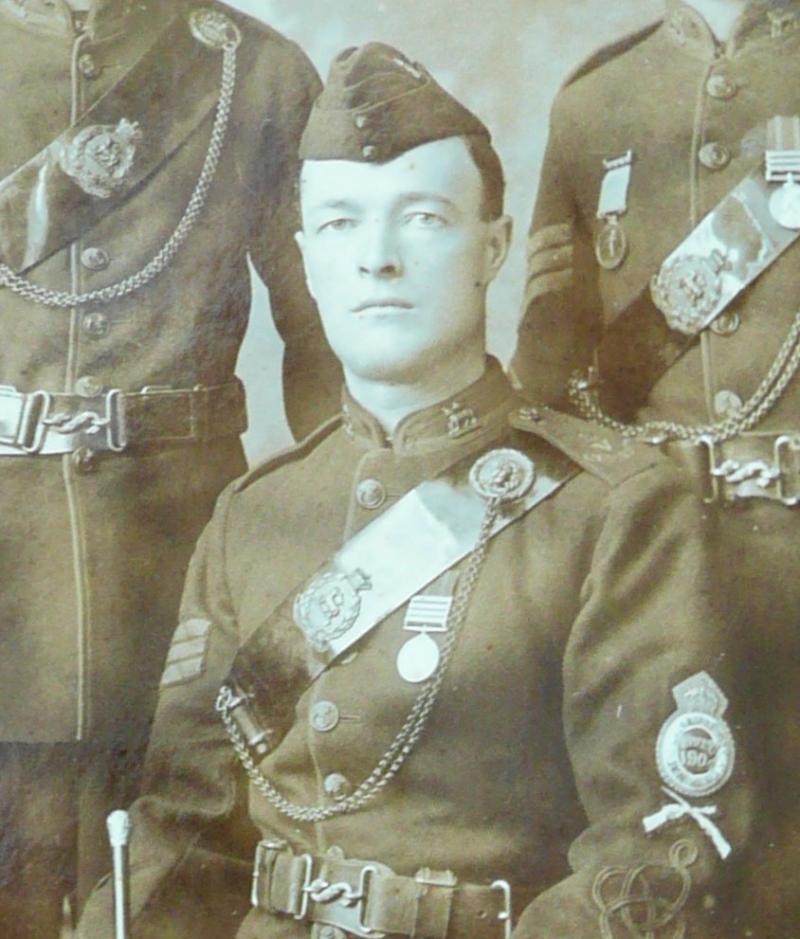 Fabulous Large Original Edwardian Sepia Photograph - Senior NCOs and Sergeants of the 2nd Volunteer Battalion, the Queens (Royal West Surrey Regiment), Circa 1904 - Sergeant Legg