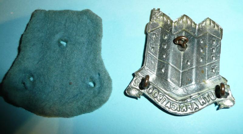 Northumberland Hussars Yeomanry NCOs (Non-Commissioned Officer's) White Metal Arm Badge with original Light Blue Felt Backing